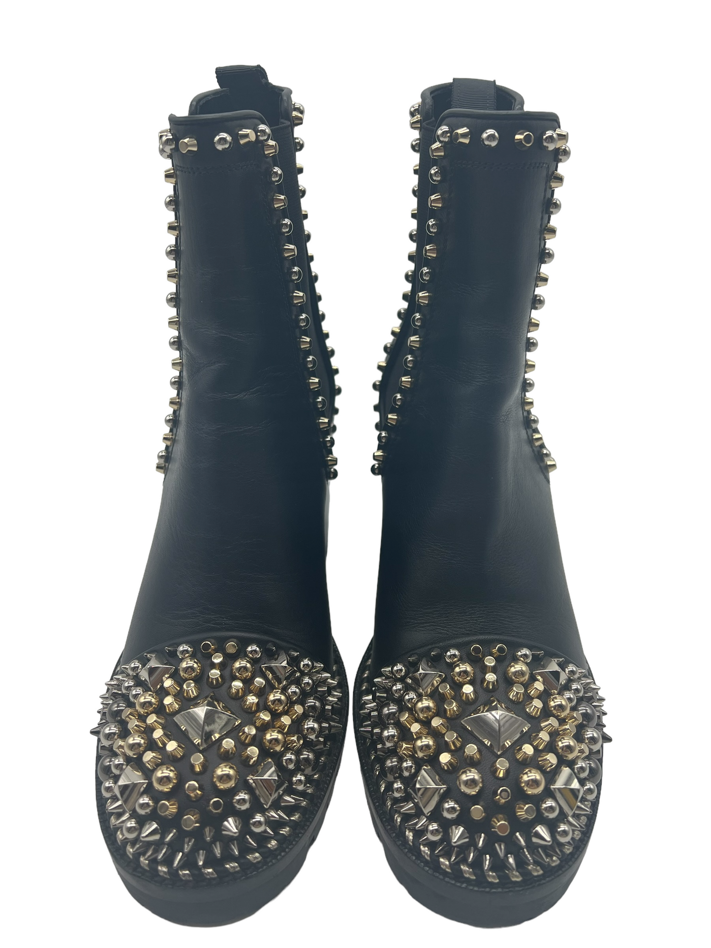 Louboutin Black Leather Chasse A Clou 70 Size 38 Boots