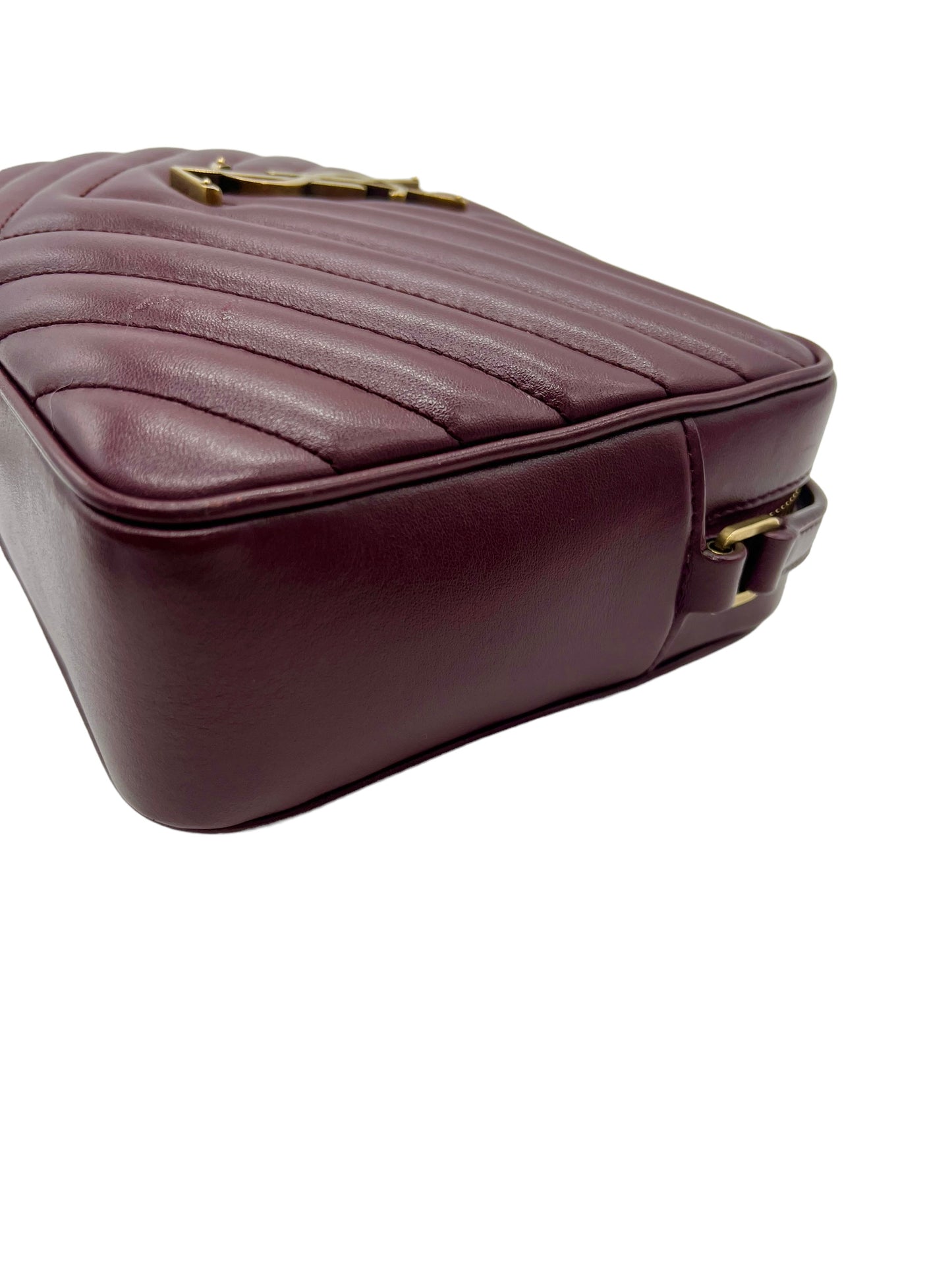 Saint Laurent YSL Burgundy Leather Loulou Camera Bag