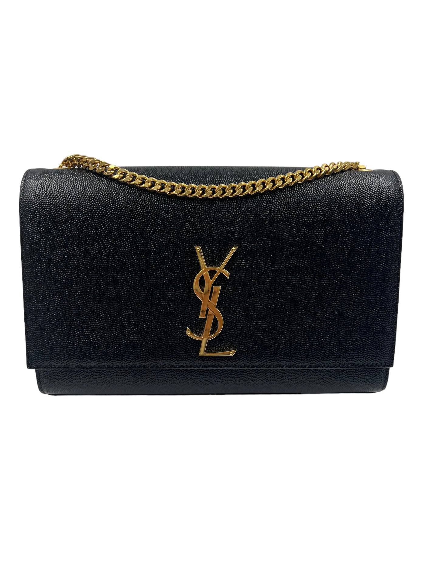 Saint Laurent YSL Black Grain de Poudre Medium Kate Chain Bag