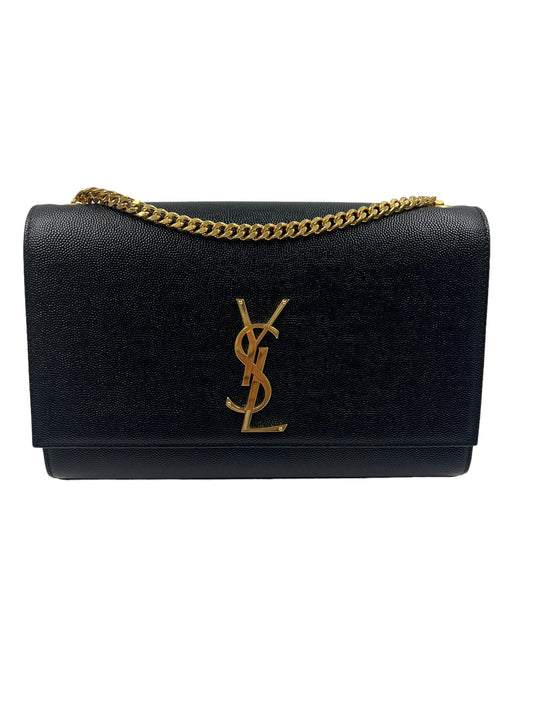 Saint Laurent YSL Black Grain de Poudre Medium Kate Chain Bag