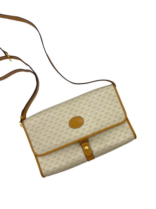 Gucci Cream Tan Vintage GG Crossbody Shoulder Bag