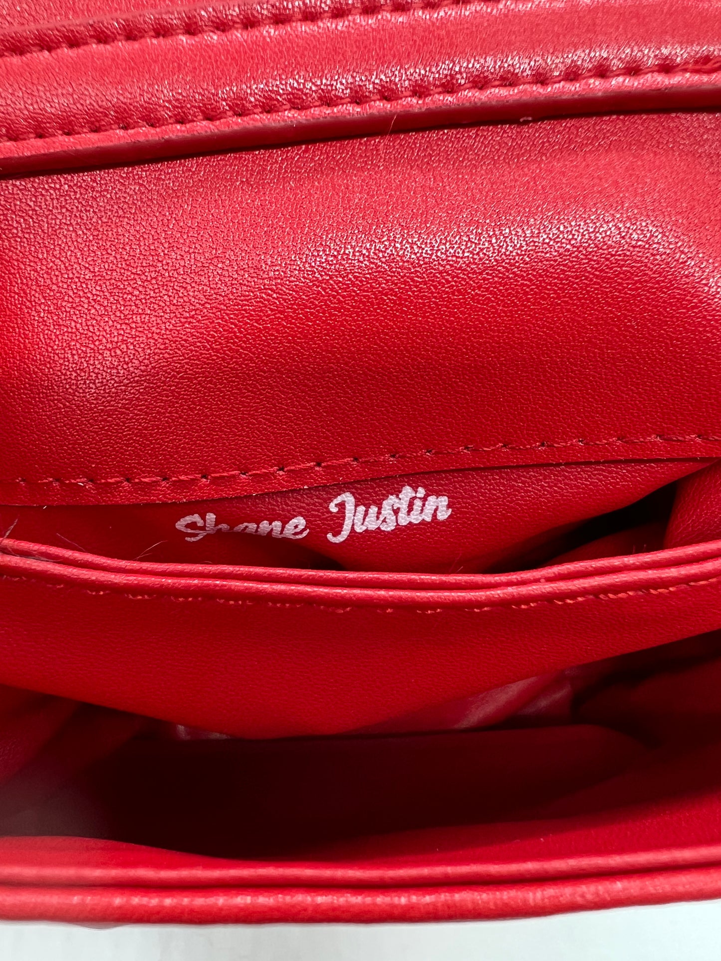 Shane Justin Red Fur Power Puff Chain Bag