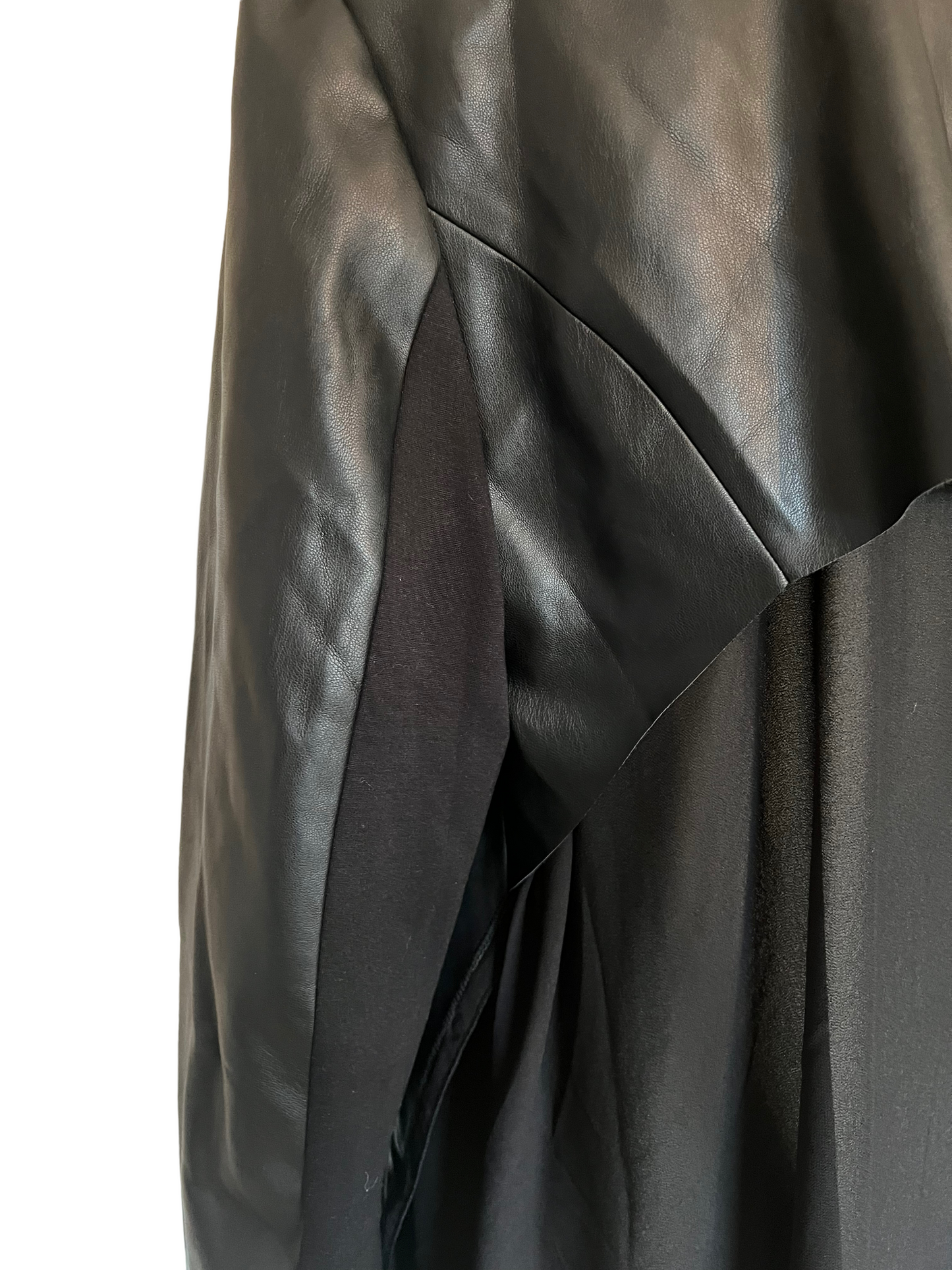 Patrizia Luca Black Faux Leather & Chiffon Size L Jacket