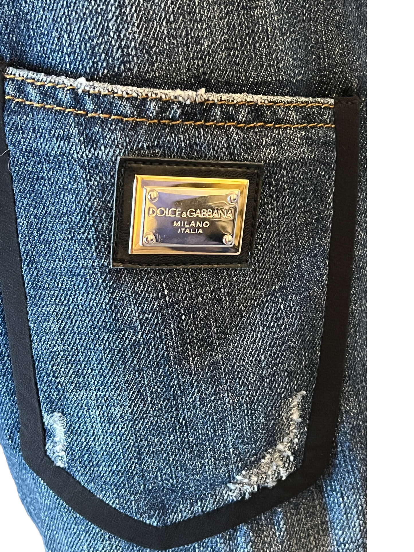 Dolce & Gabbana Distressed Grosgrain Size 46 Jeans