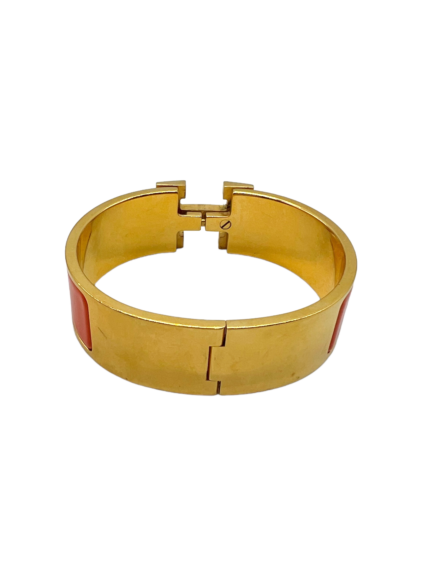 Hermes Orange H Wide Clic Clac Bracelet