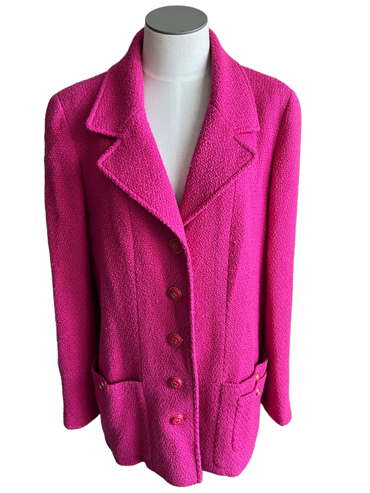 Chanel Fuschia Tweed 95A Size 42 Blazer Jacket