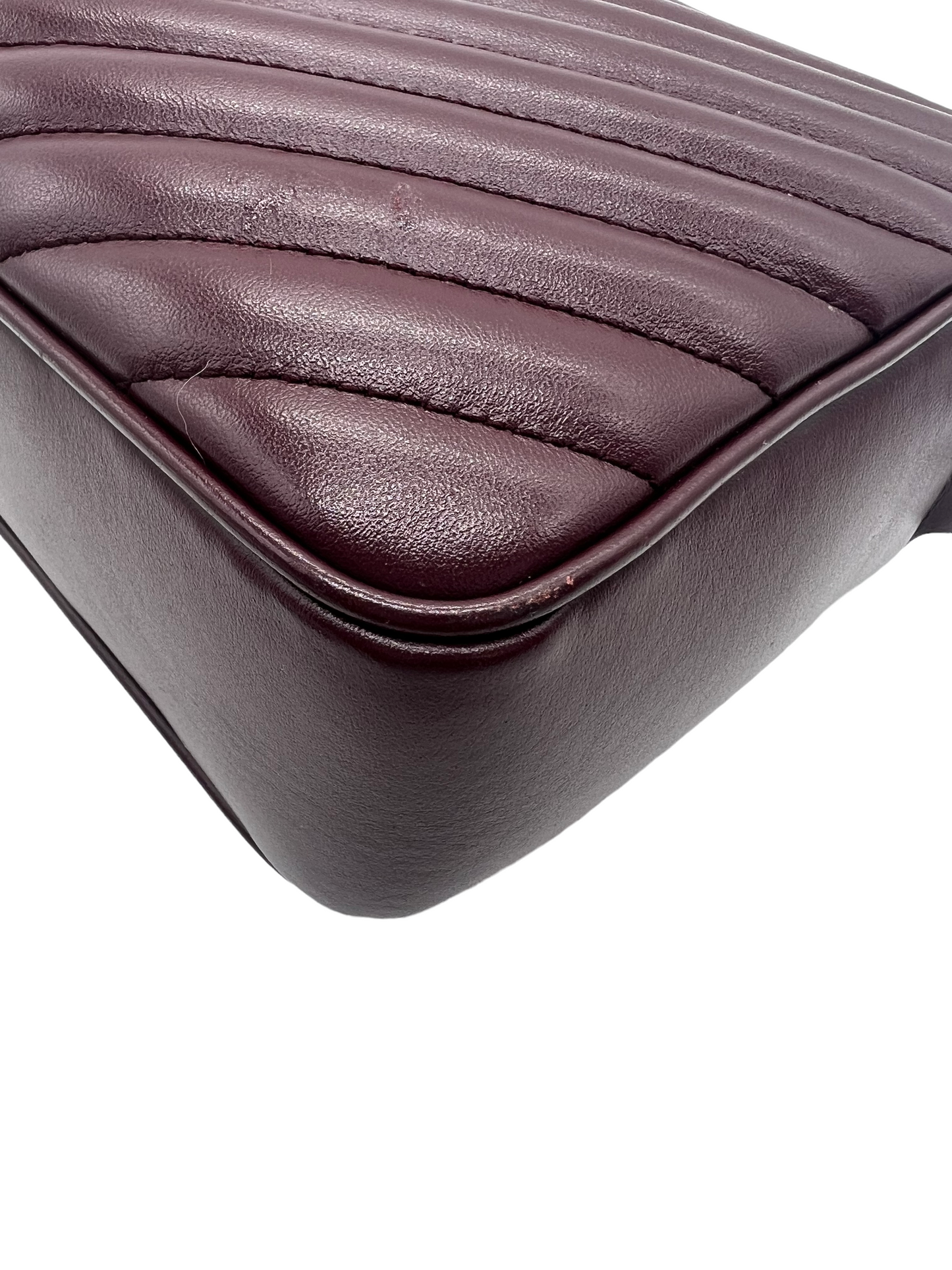 Saint Laurent YSL Burgundy Leather Loulou Camera Bag