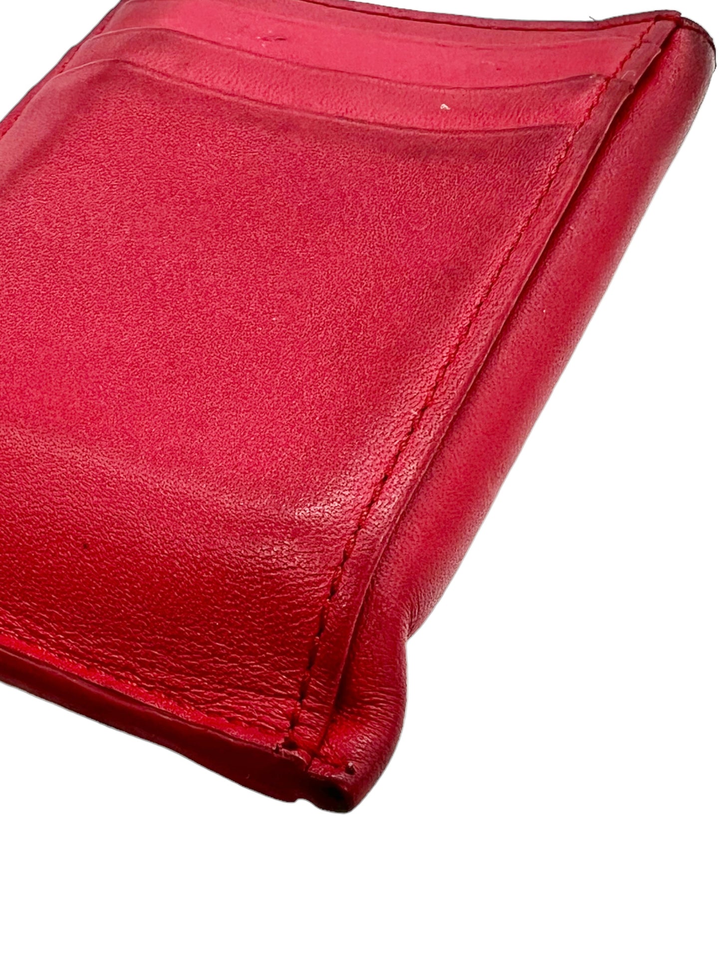 MCM Tan & Red Visetos Heritage Card Holder