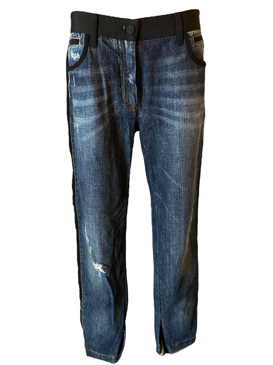Dolce & Gabbana Distressed Grosgrain Size 46 Jeans