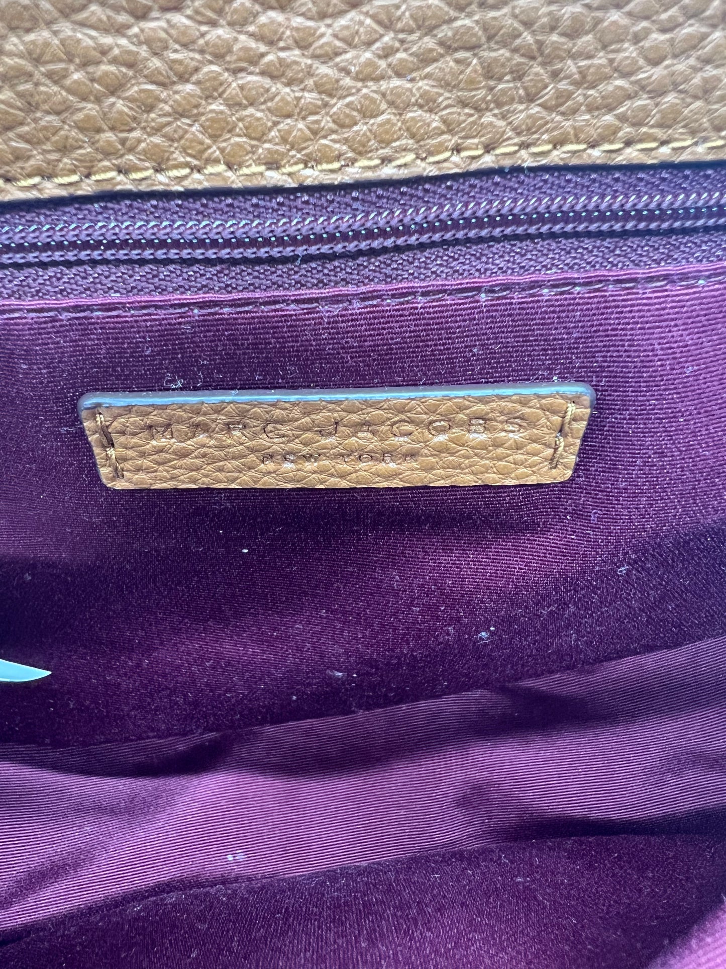 Marc Jacobs Tan Suede Croc Embossed Maverick Saddle Bag Crossbody