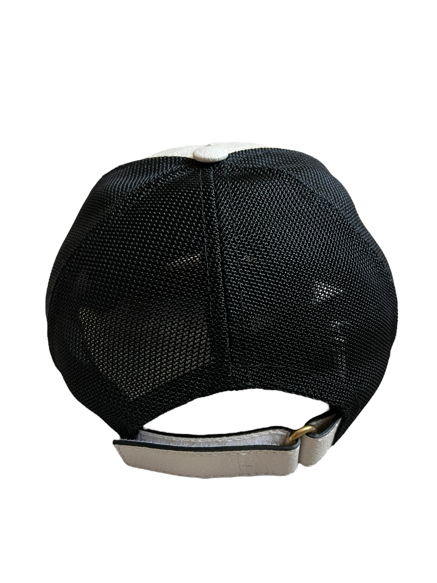 Gucci Cream Black Leather Logo Size S Trucker Hat