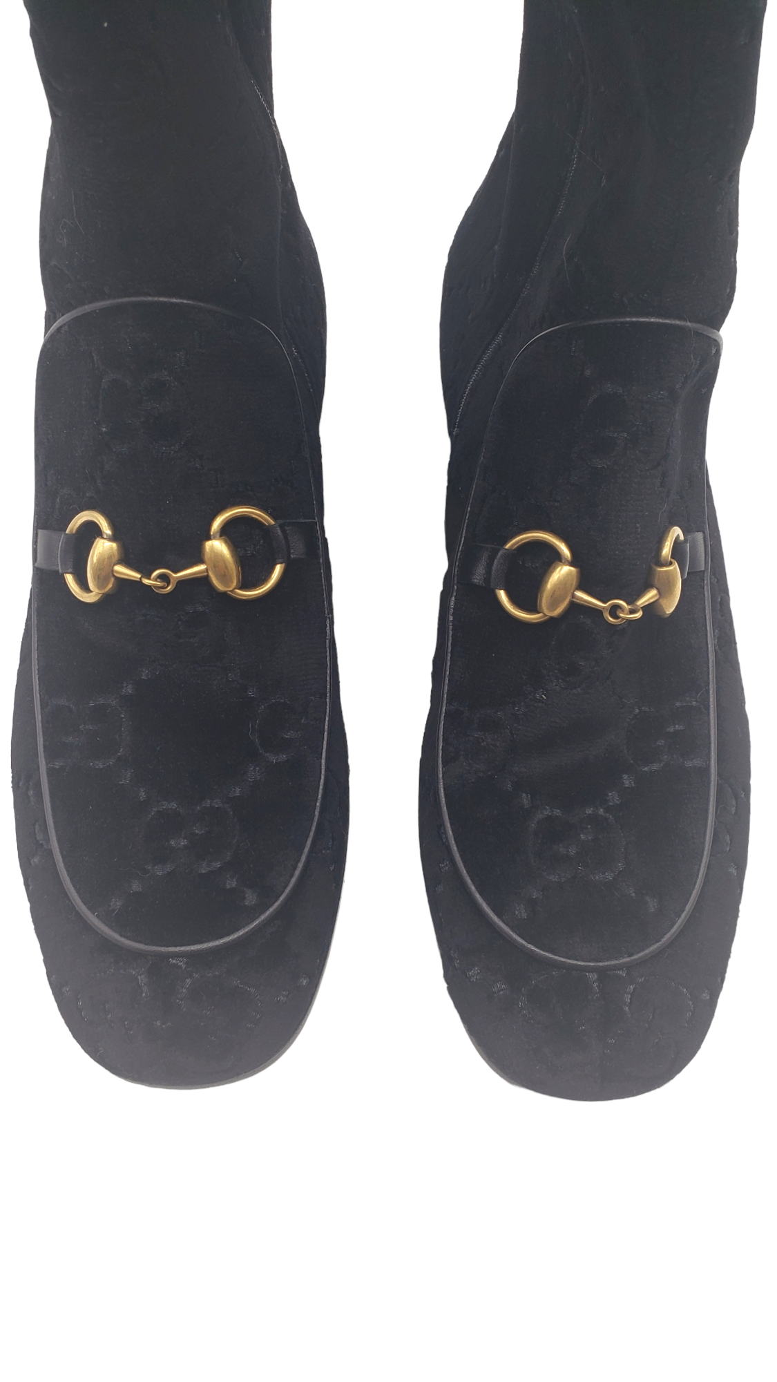Gucci Black Black GG Velvet Horsebit Crystal Size 39 Boots
