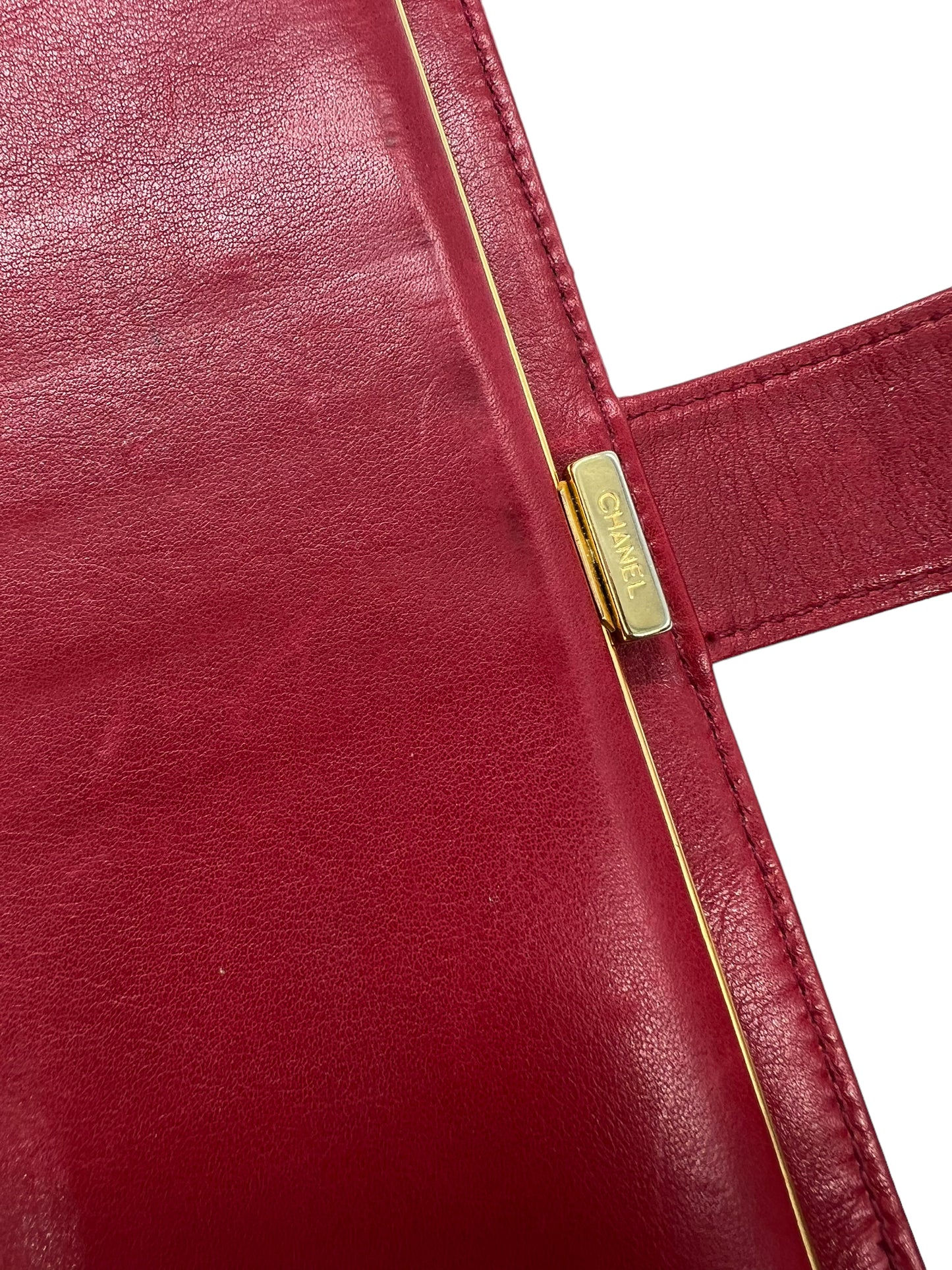 Chanel Red Caviar Vintage 1991-1994 Timeless French Purse Wallet