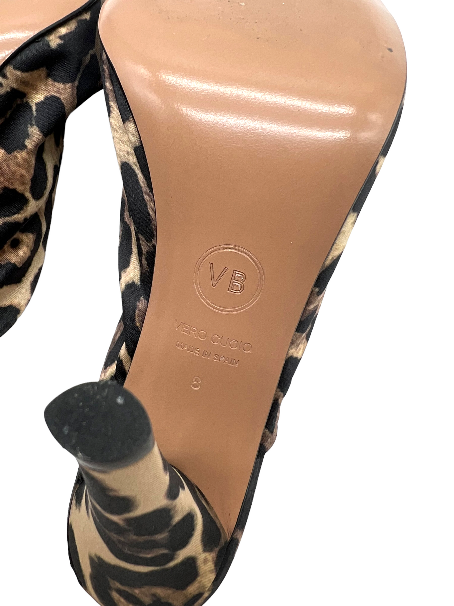 Veronica Beard Brown Satin Leopard Print Size 8 Mules