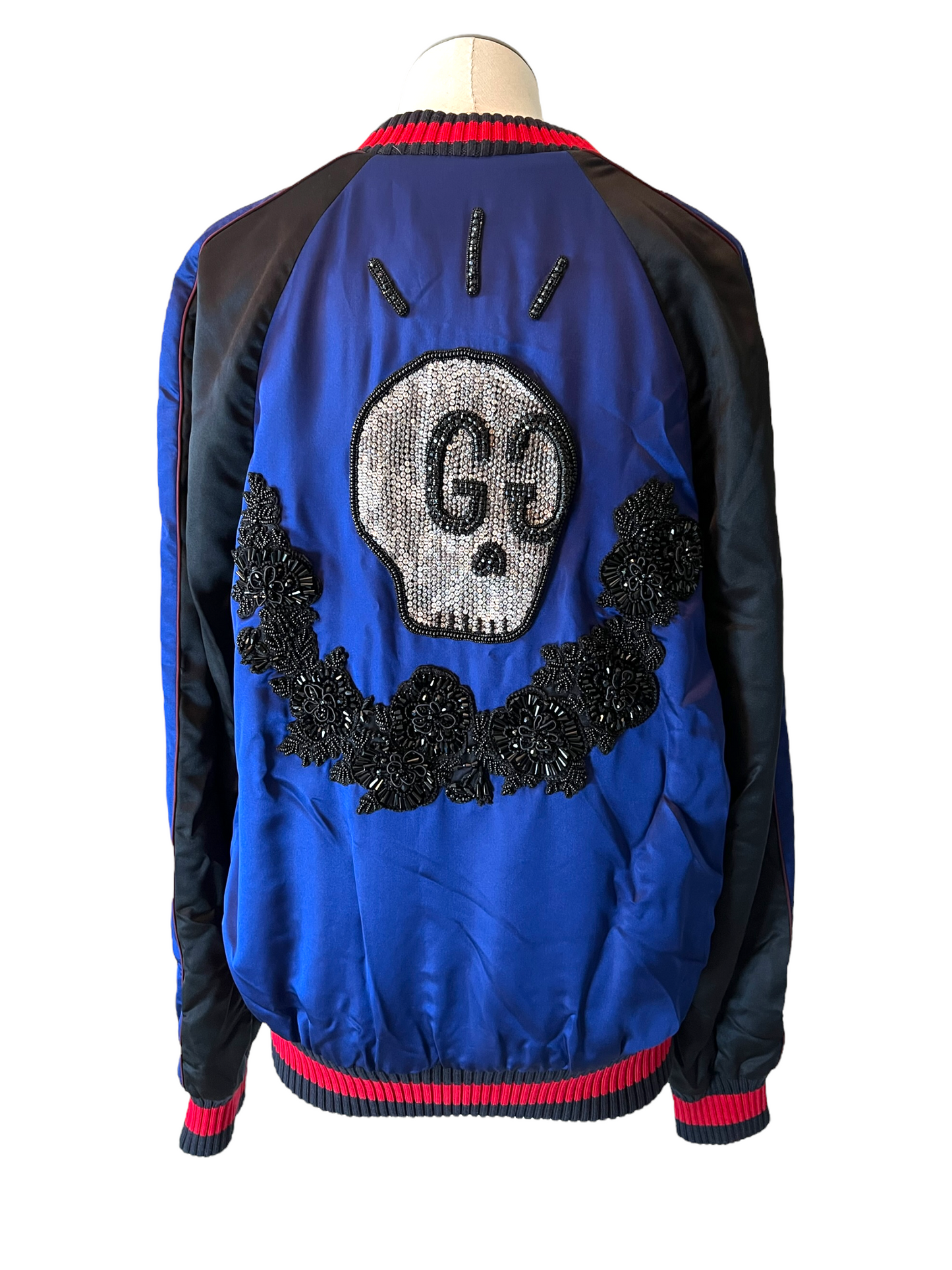 Gucci Silk Blend Crystal Embellished Size 44 Bomber Jacket