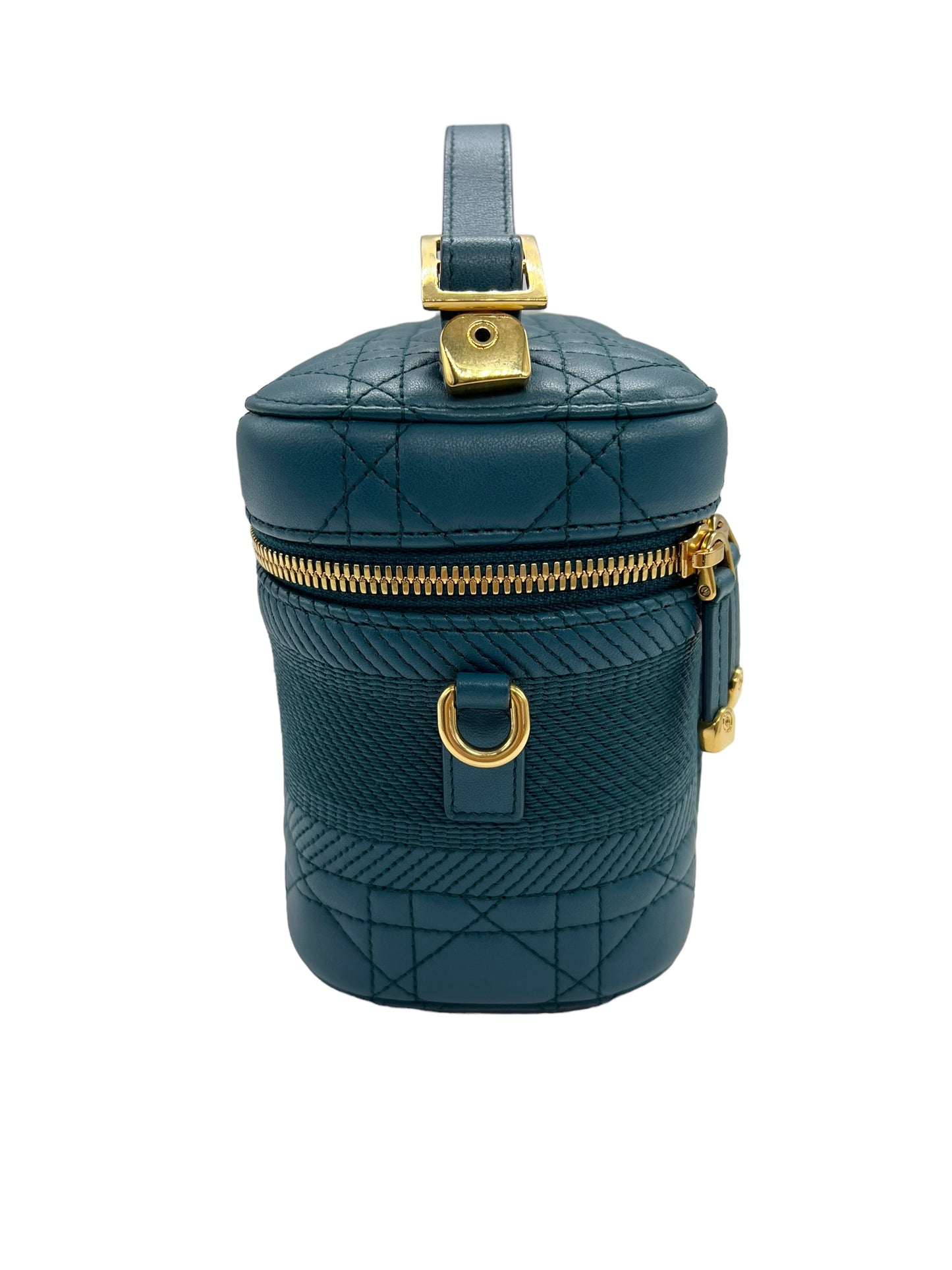 Dior Teal Lambskin Small Cannage Diortravel Vanity Case