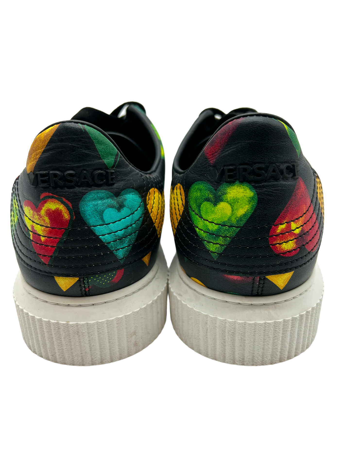 Versace Black Heart Print Medusa Head Low Top Size 38 Sneakers
