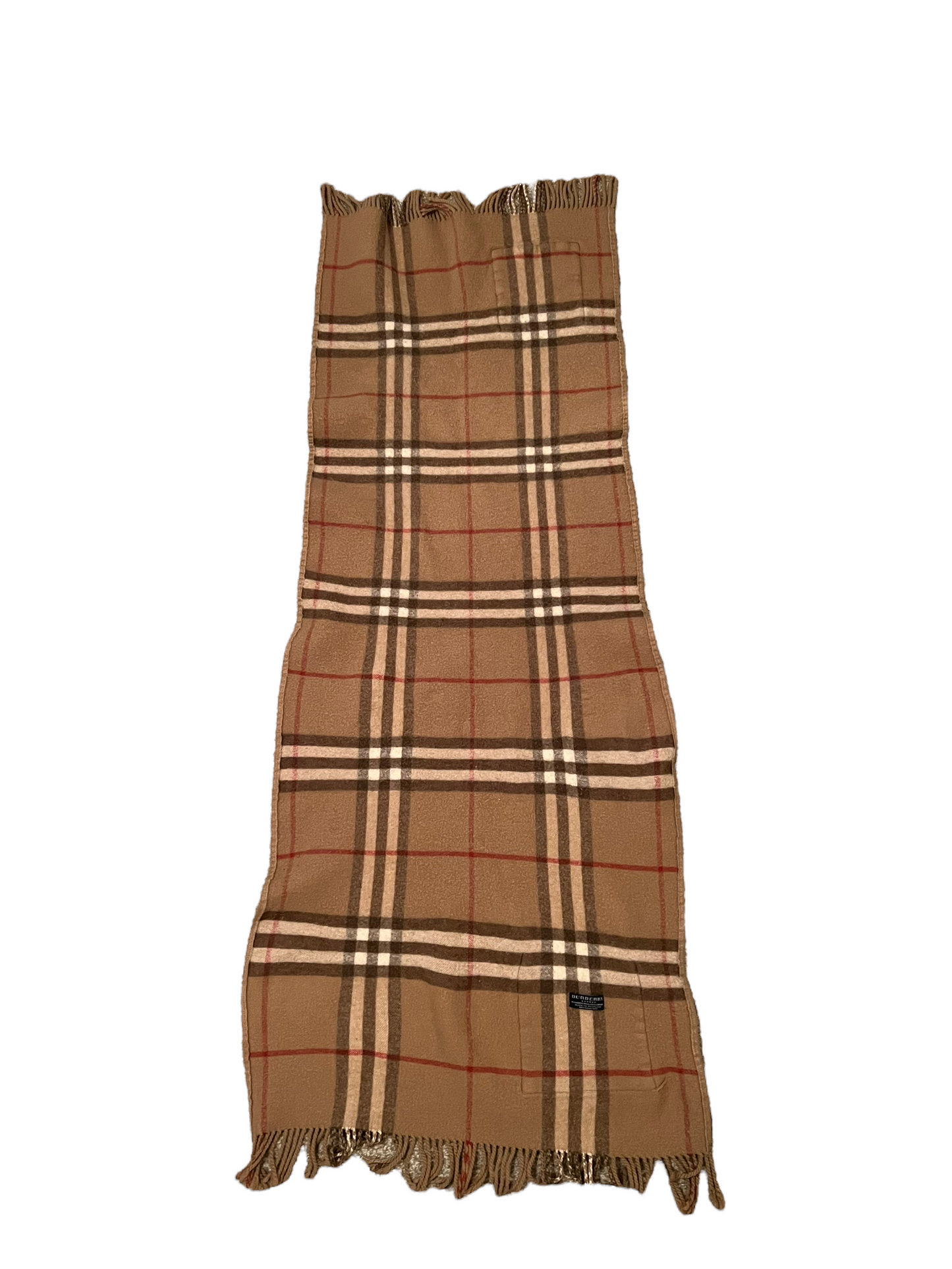 Burberry Tan Double Sided Scarf With Pockets