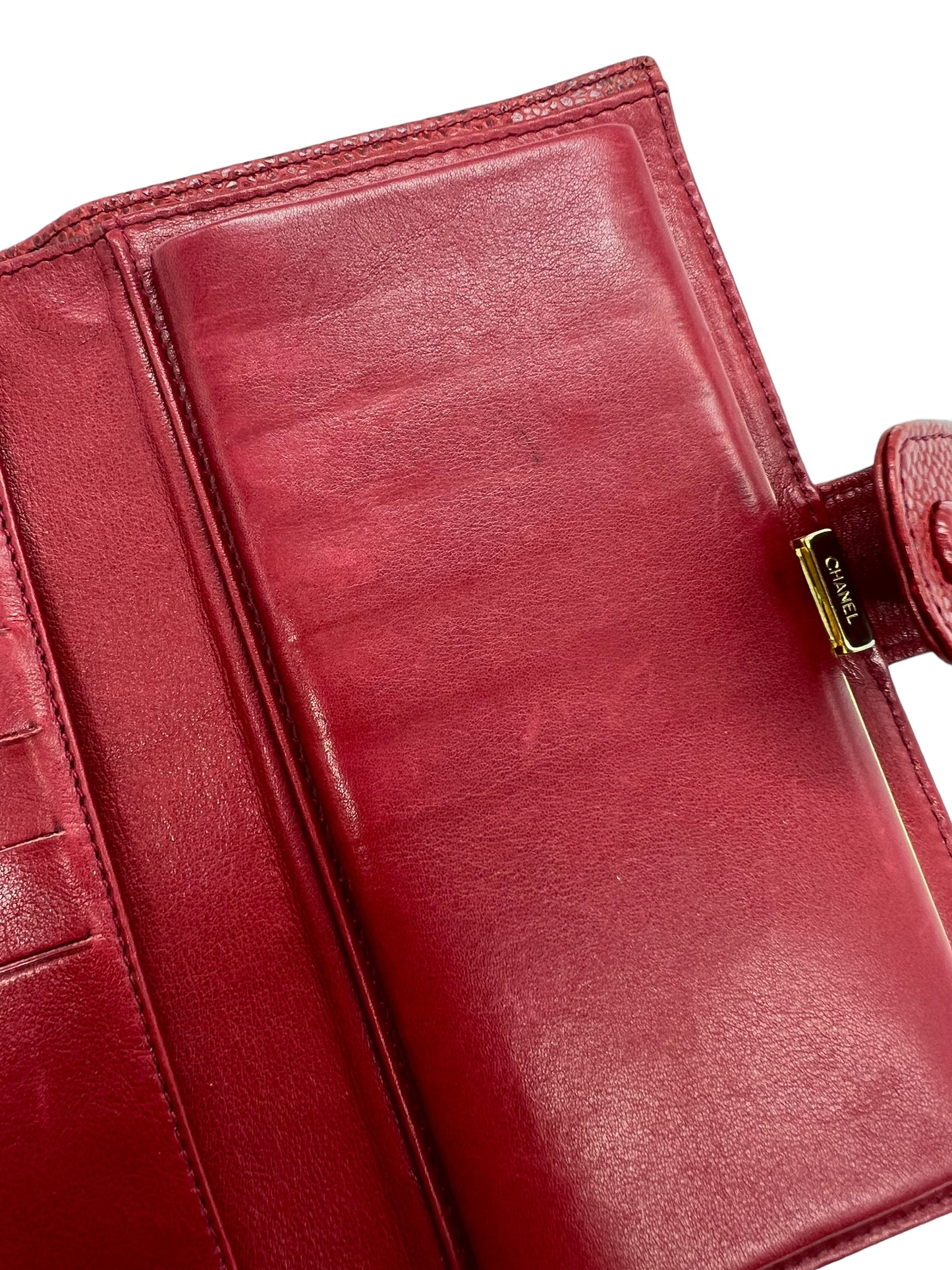 Chanel Red Caviar Vintage 1991-1994 Timeless French Purse Wallet