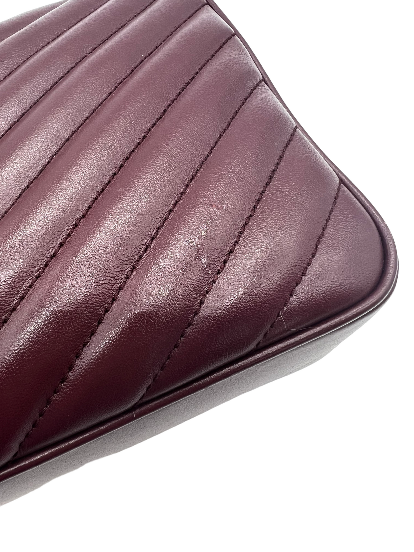 Saint Laurent YSL Burgundy Leather Loulou Camera Bag