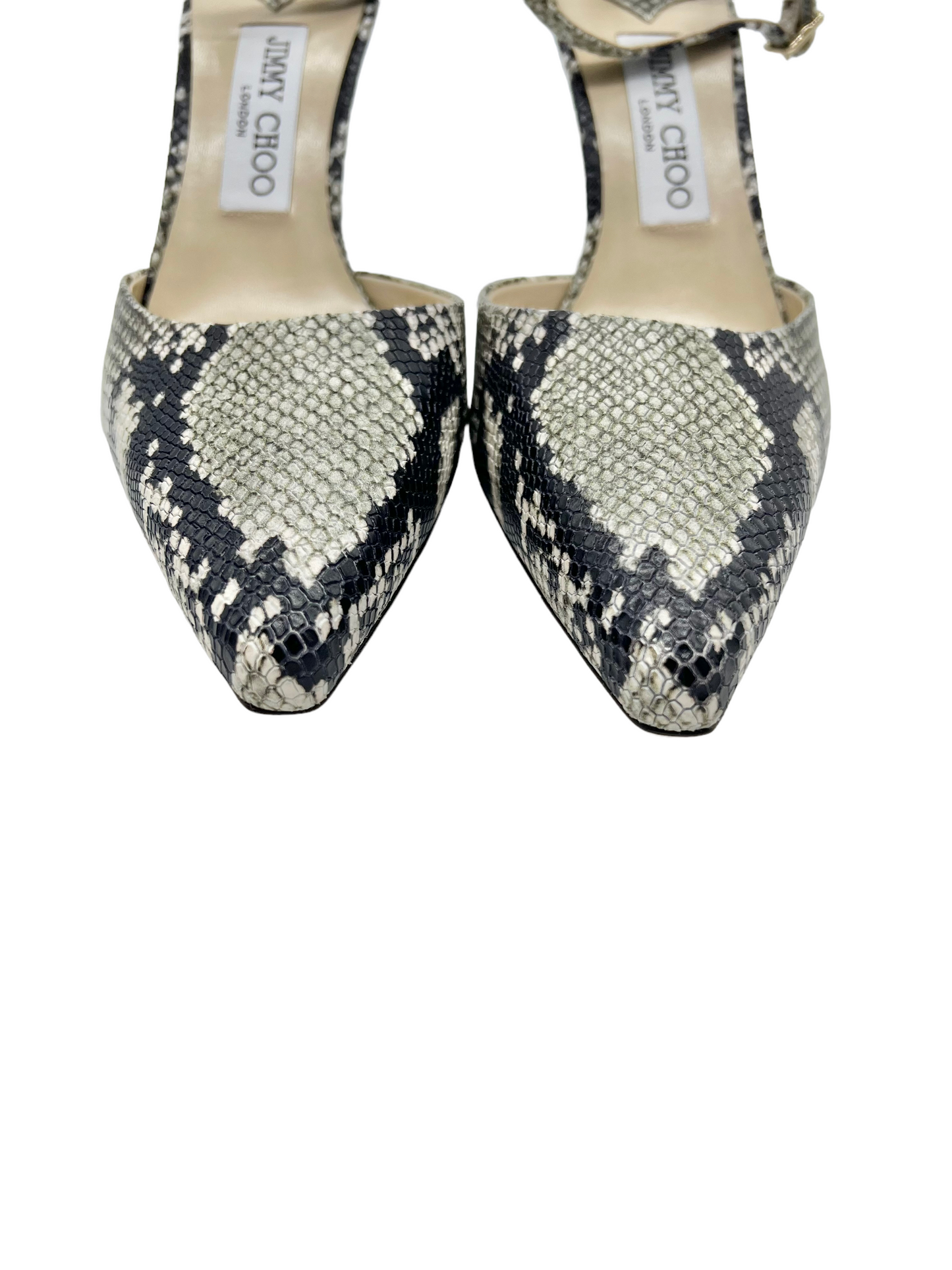 Jimmy Choo Snakeskin Embossed Size 39 Mair 90 Slingback Heels