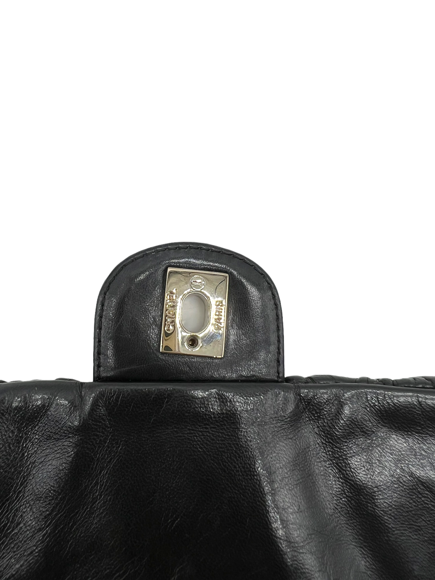 Chanel 2006-2008 Black Lambskin Astrakhan Flap Chain Shoulder Bag