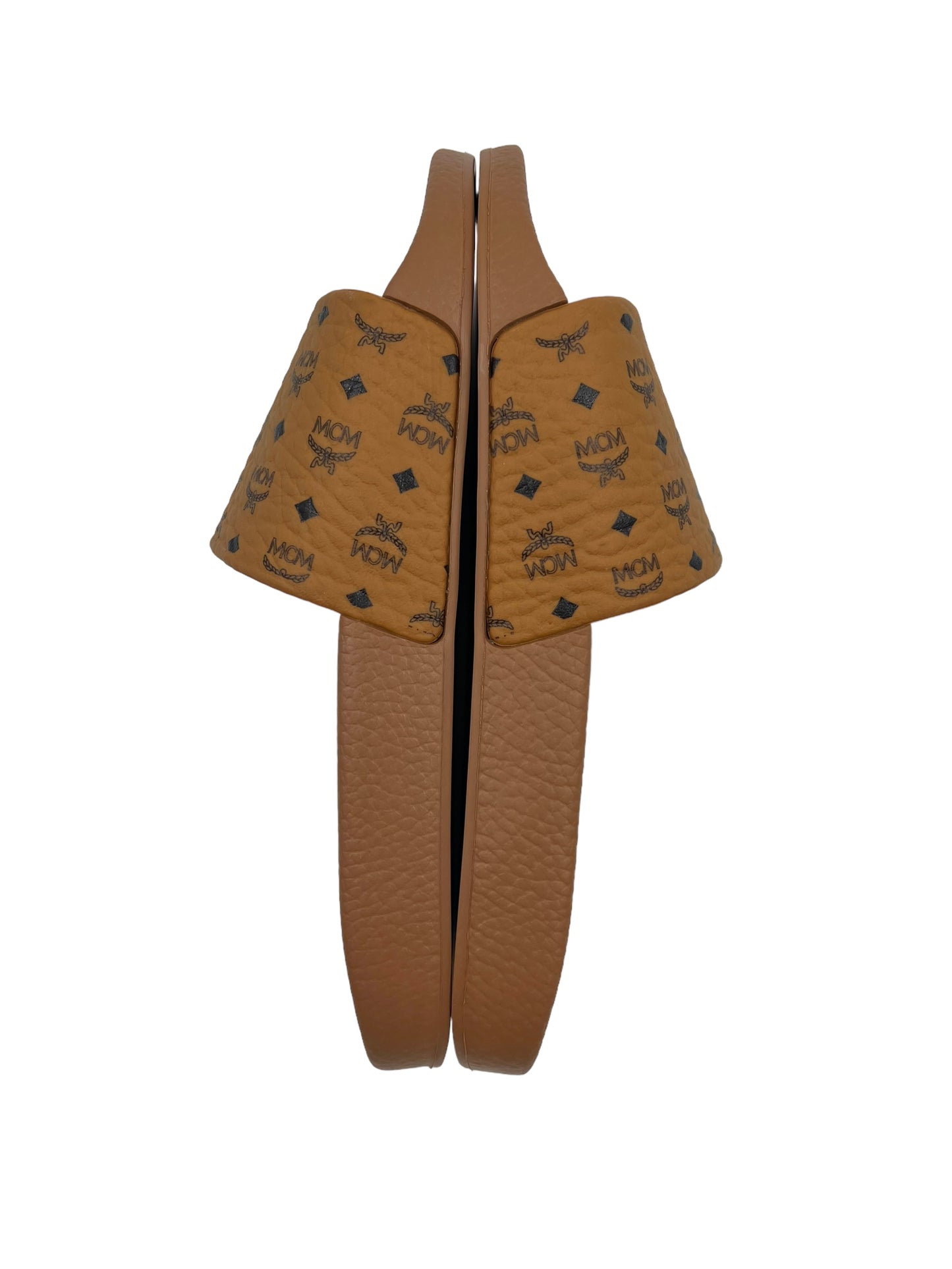 MCM Size 39 Tan Heritage Visetos Pool Slides