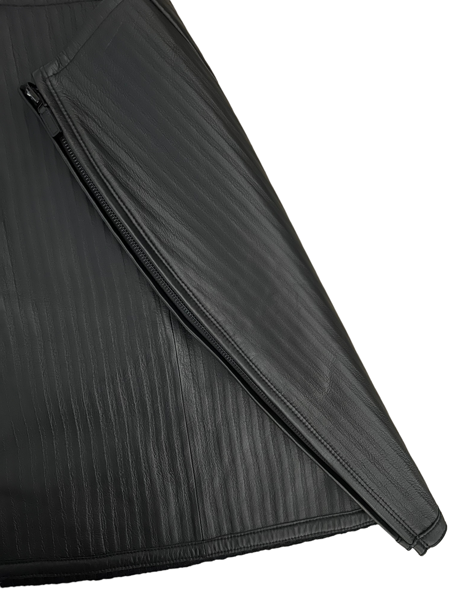 Worth Black Leather Size 10 Stripe Skirt