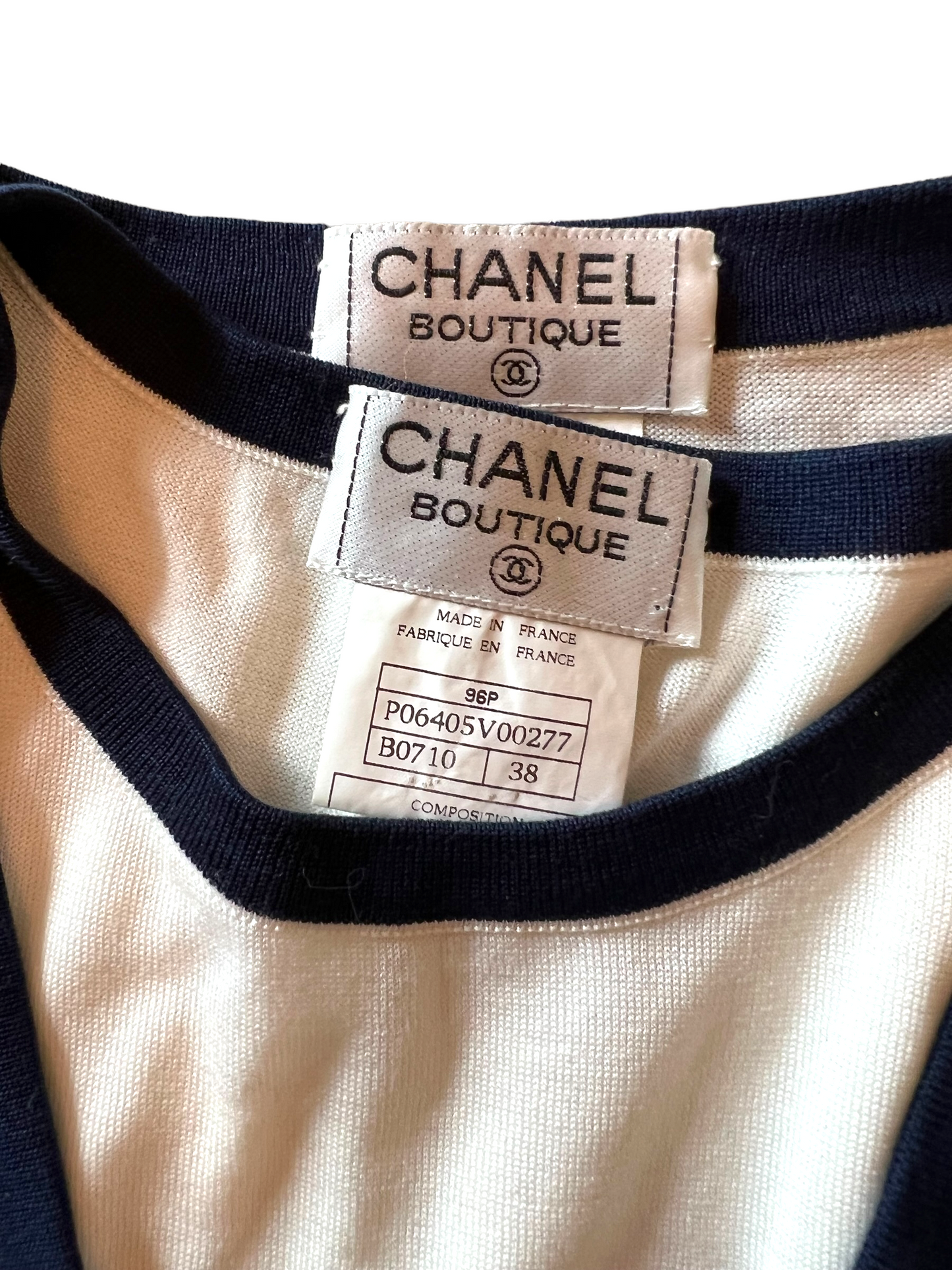 Chanel Off White 96P Size 38 Cardigan Set