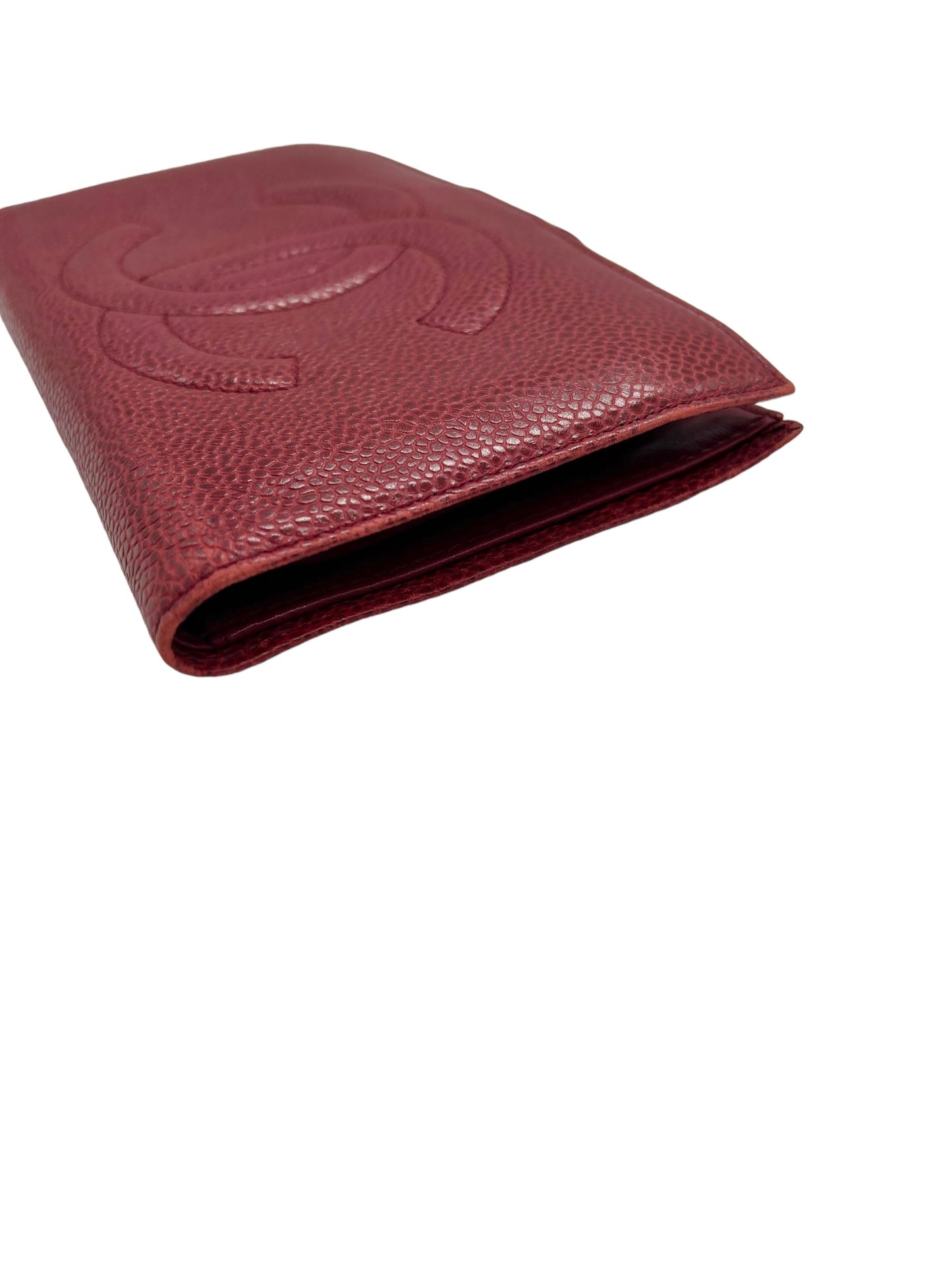 Chanel Red Caviar Vintage 1991-1994 Timeless French Purse Wallet