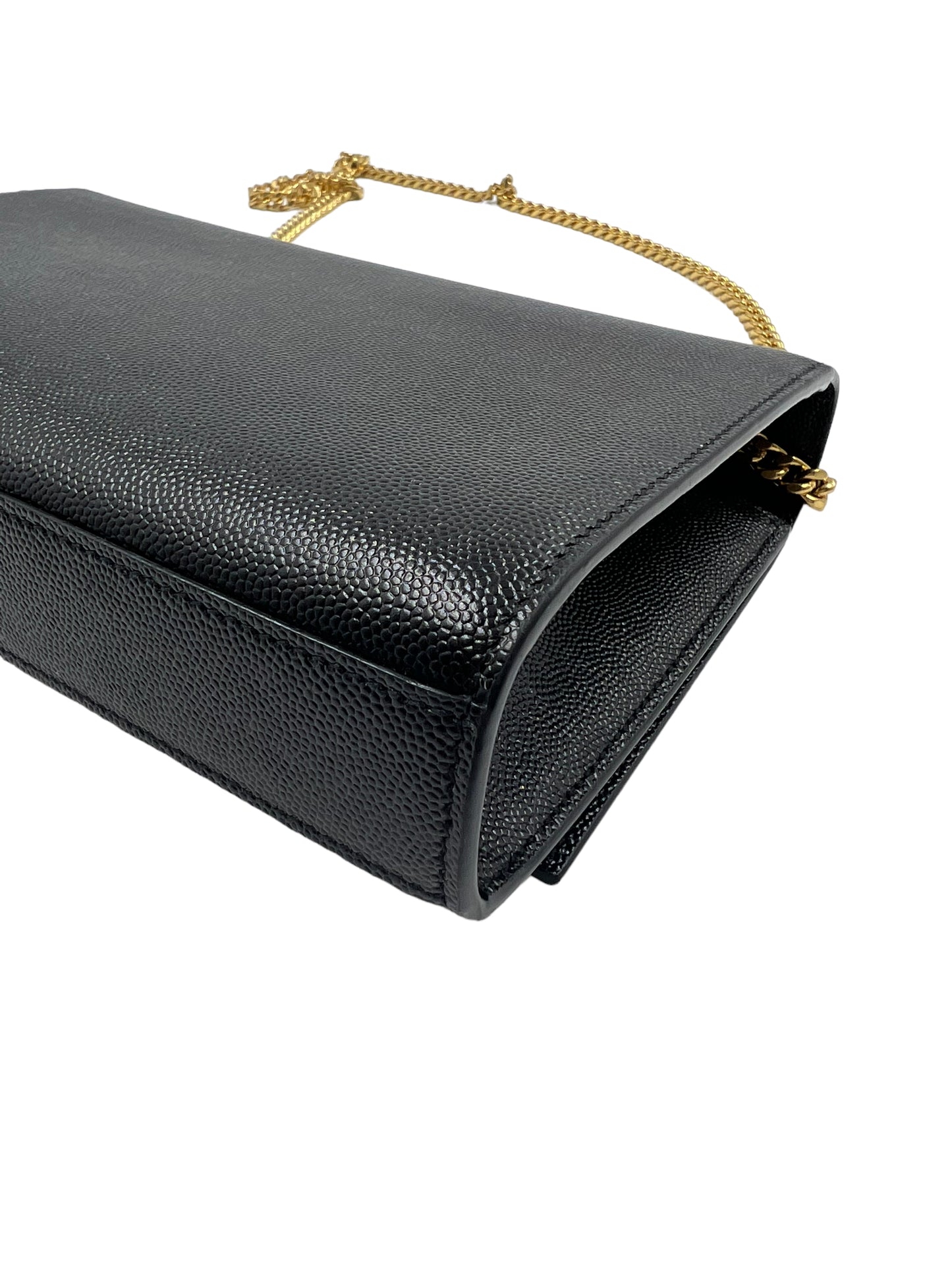 Saint Laurent YSL Black Grain de Poudre Medium Kate Chain Bag