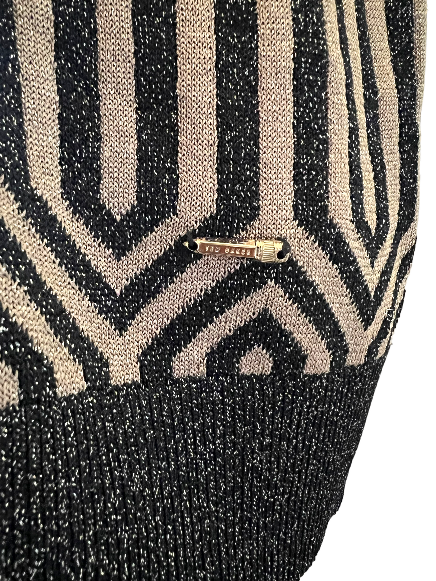 Ted Baker Size 4 Lurex Metallic Knit Dress