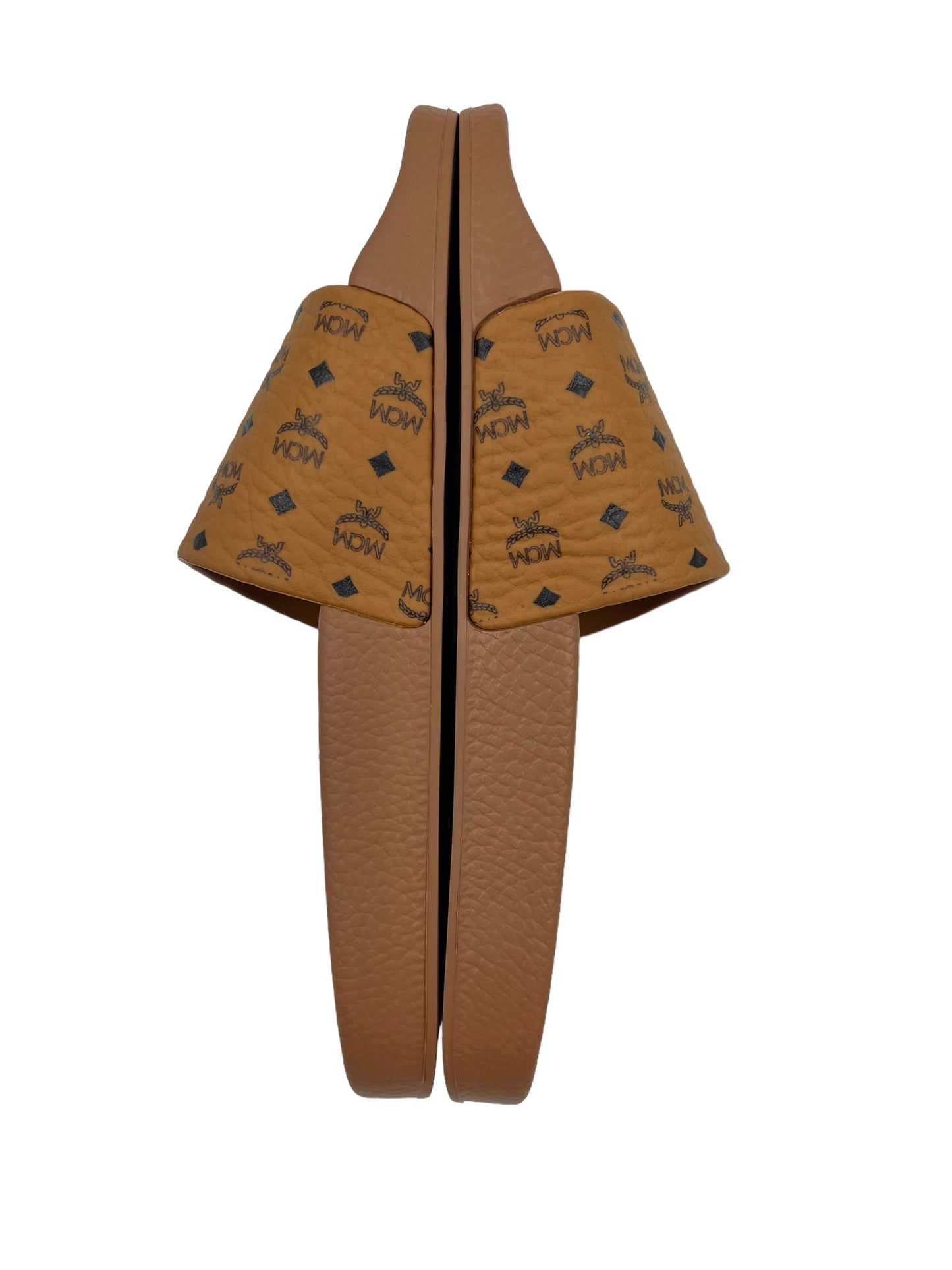 MCM Size 39 Tan Heritage Visetos Pool Slides