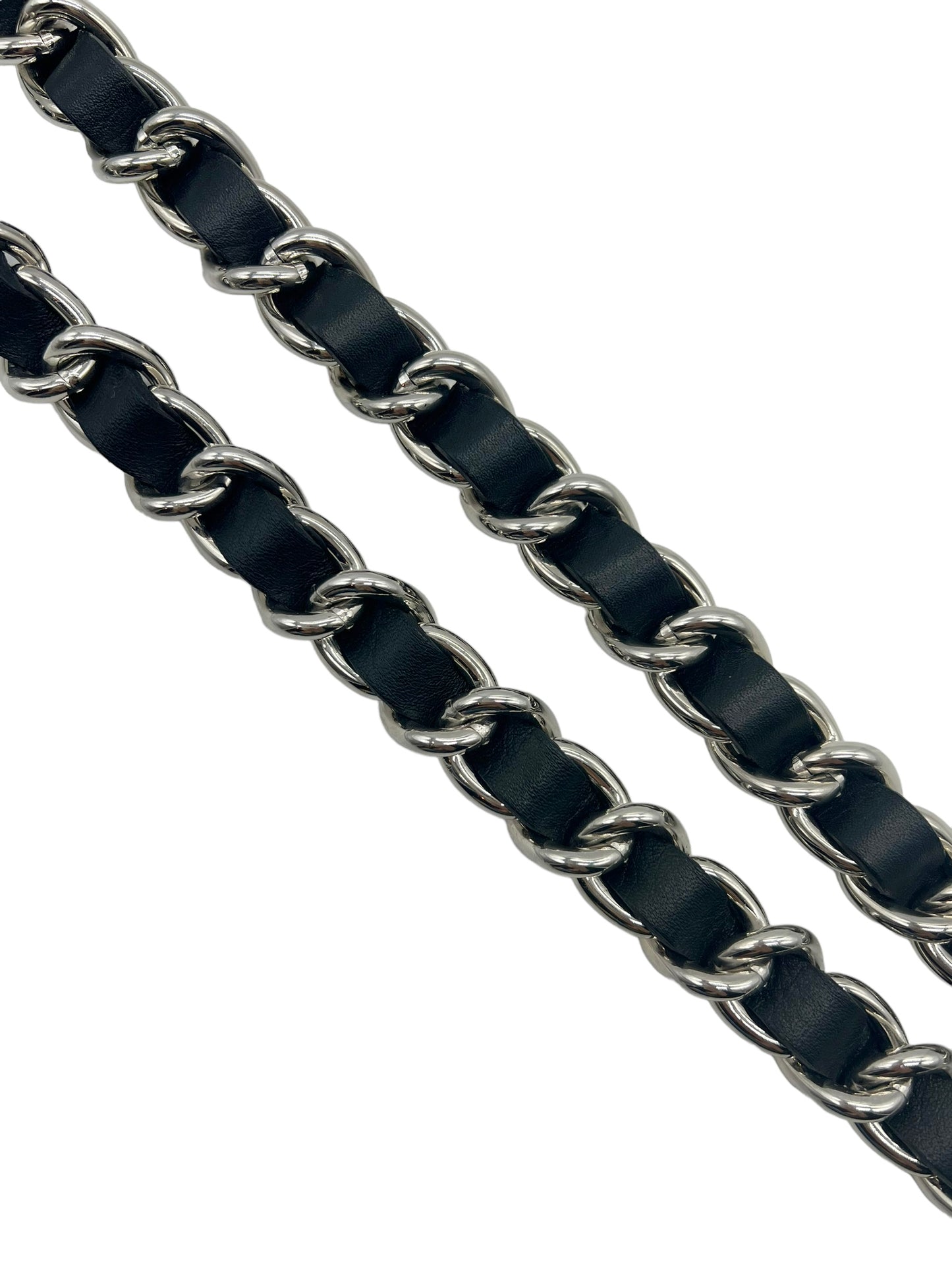 Chanel 06P Black & Silver Jumbo Leather Chain Belt