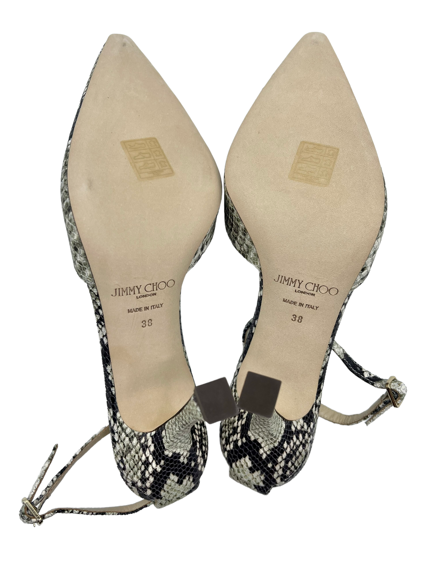 Jimmy Choo Snakeskin Embossed Size 39 Mair 90 Slingback Heels
