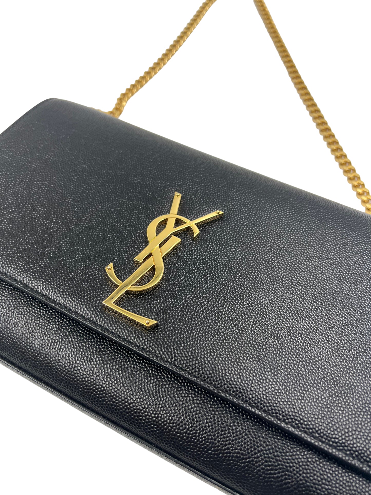 Saint Laurent YSL Black Grain de Poudre Medium Kate Chain Bag