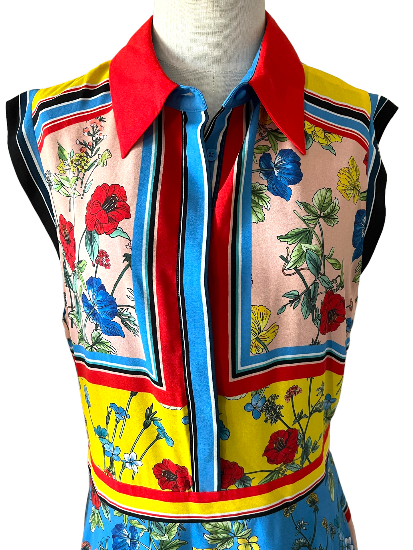 Alice + Olivia Blue Farrah Floral Scarf Dress Size 10