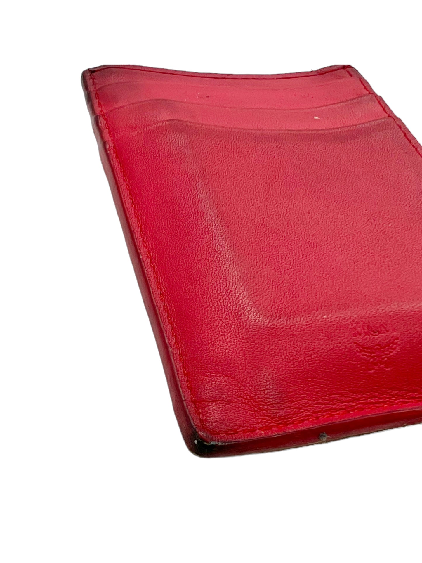 MCM Tan & Red Visetos Heritage Card Holder