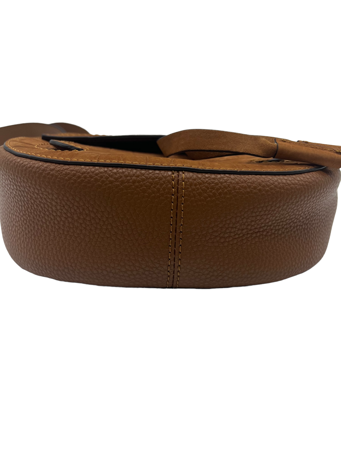 Marc Jacobs Tan Suede Croc Embossed Maverick Saddle Bag Crossbody