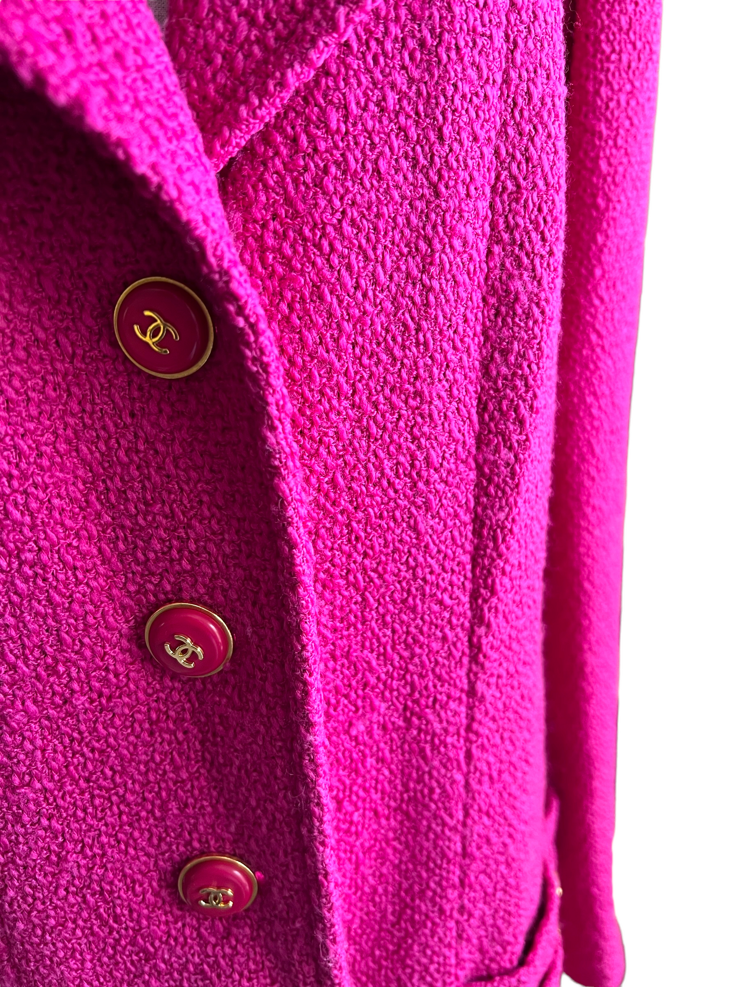 Chanel Fuschia Tweed 95A Size 42 Blazer Jacket