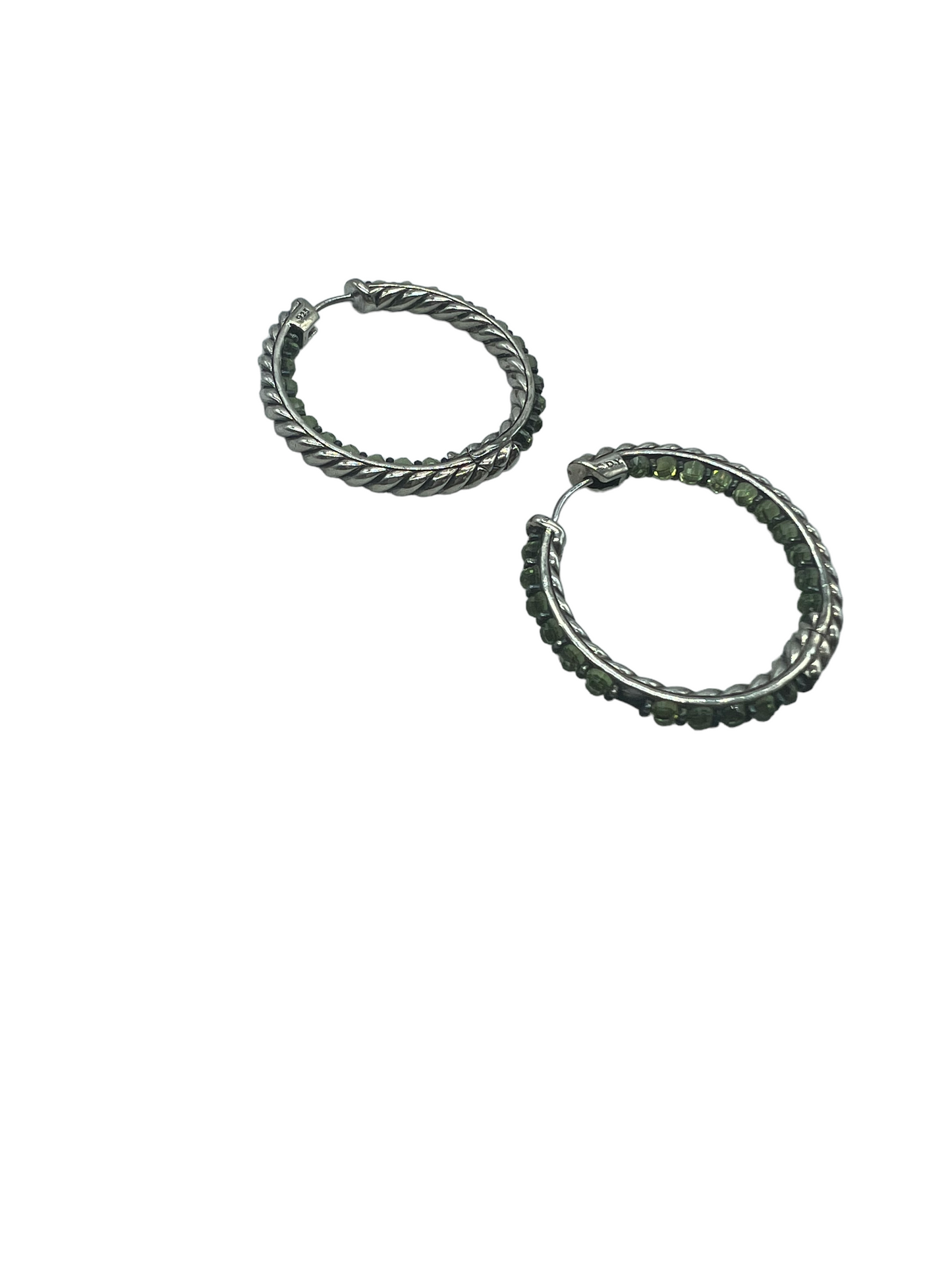 David Yurman Sterling Silver Prasiolite Berries Hoop Earrings