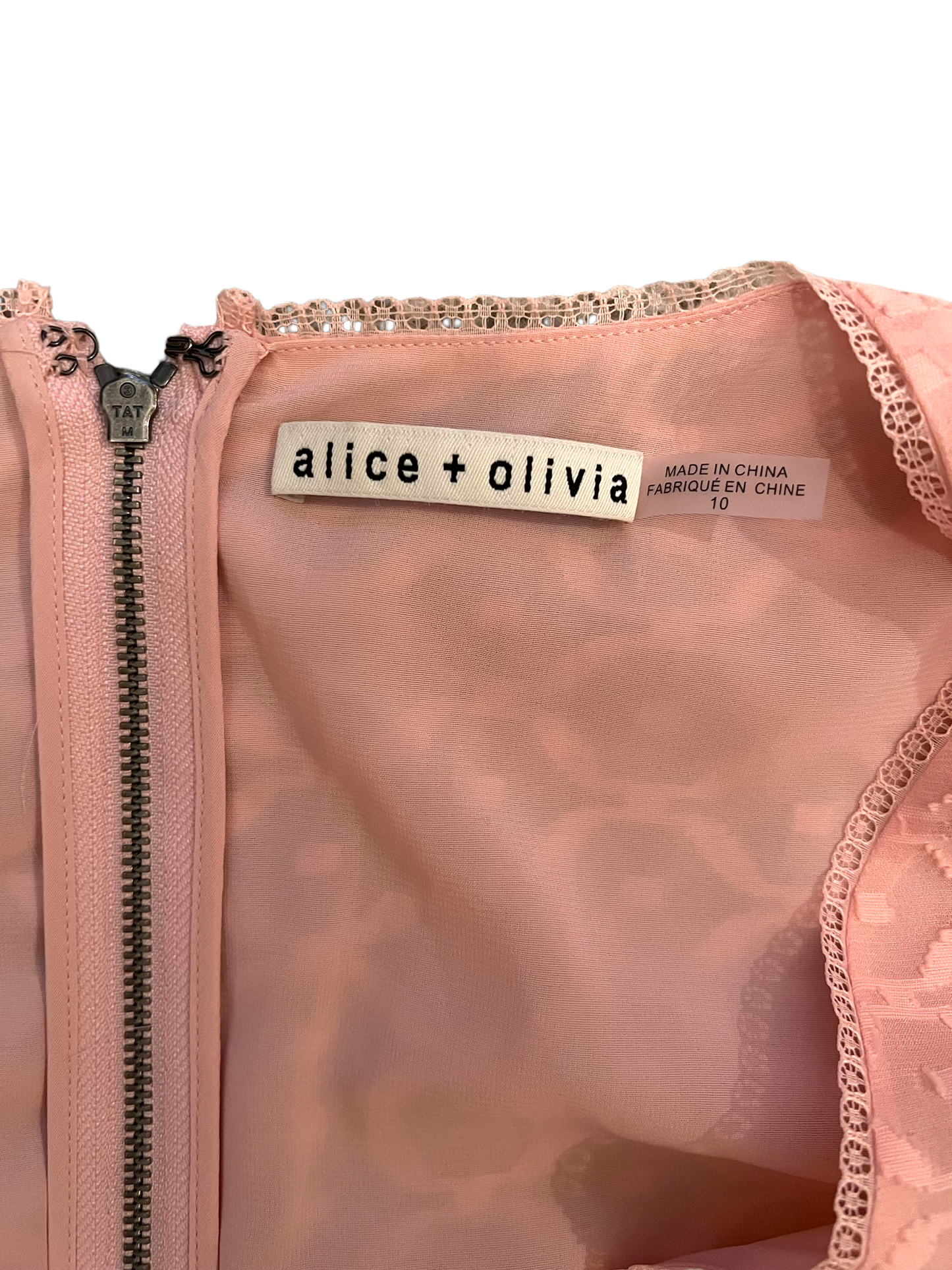 Alice + Olivia Pink Tia Silk Blend Size 10 Midi Dress