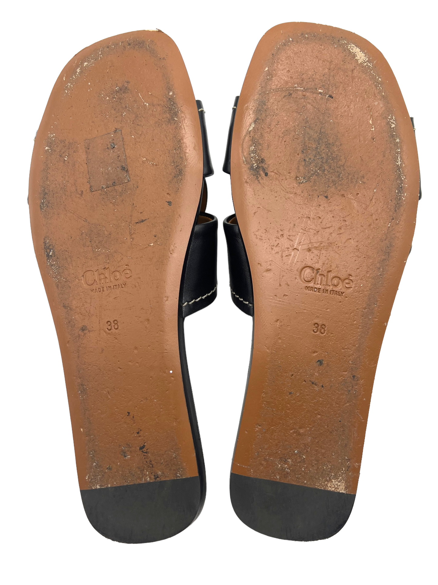 Chloe Black Leather Grecia Size 38 Slides