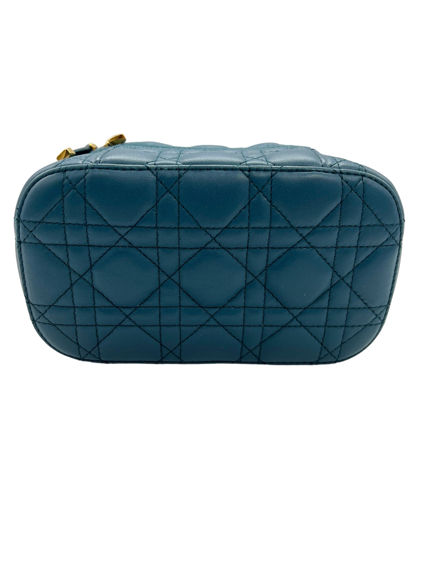 Dior Teal Lambskin Small Cannage Diortravel Vanity Case
