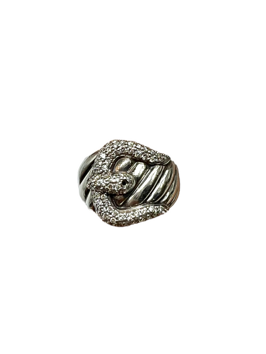 David Yurman Sterling Silver Size 6 Diamond Buckle Ring