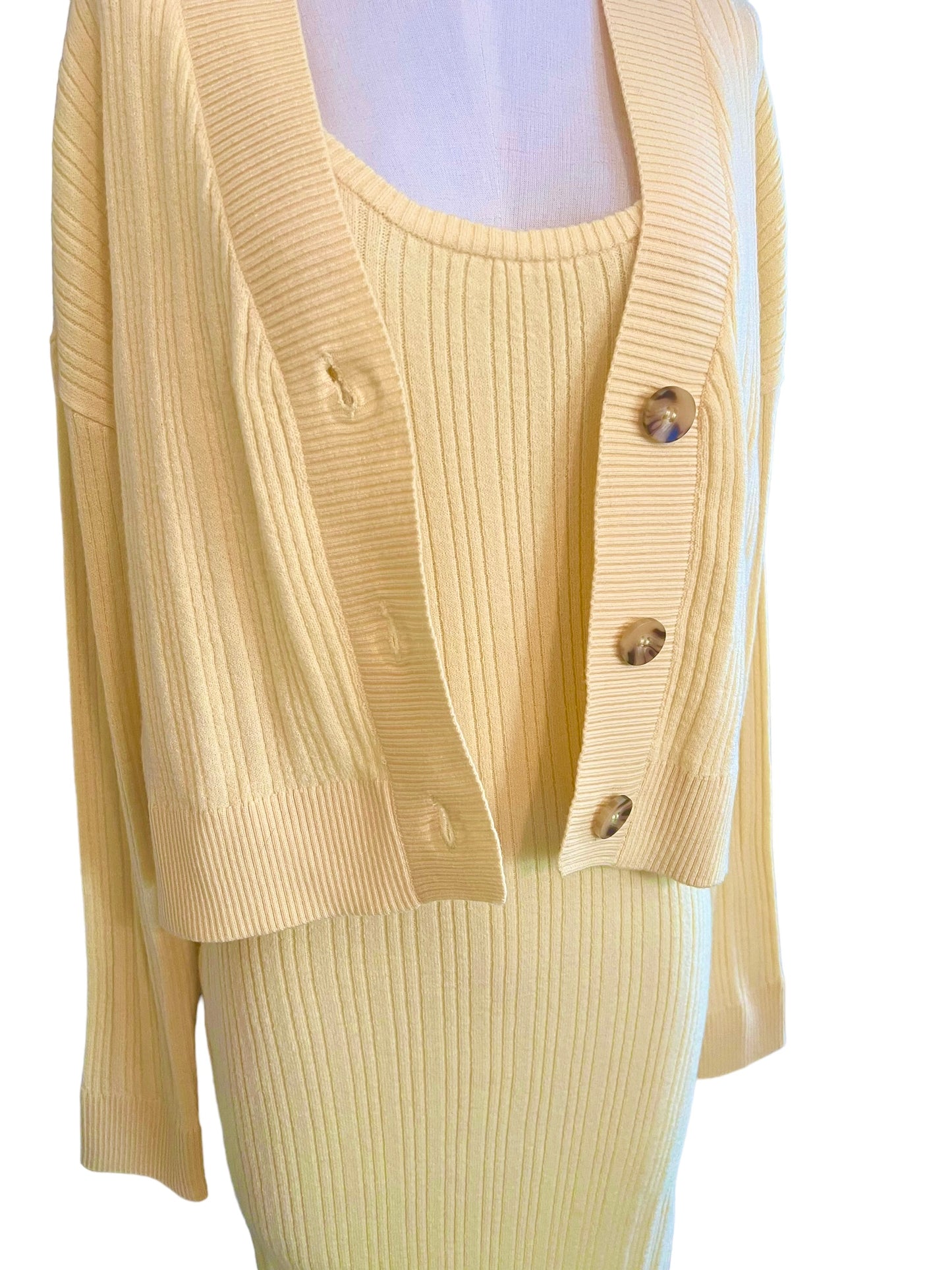 7 for All Mankind Yellow Knit Size M Dress Set