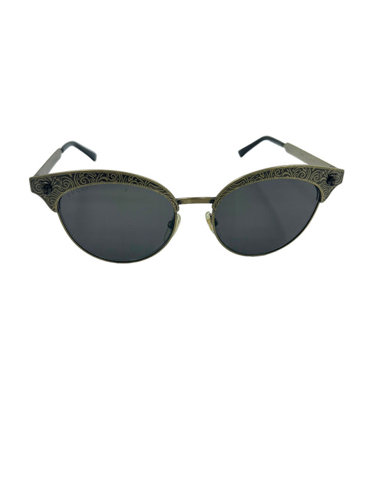 Gucci GG0220S Gold Cat Eye Engraved Sunglasses