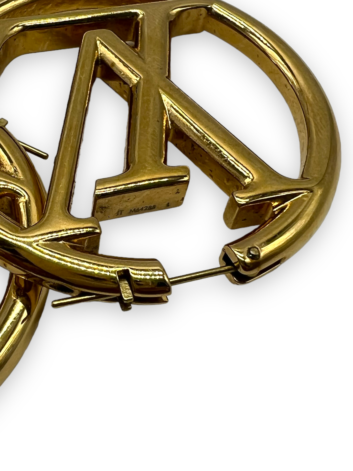 Louis Vuitton Gold Louise GM Logo Hoop Earrings