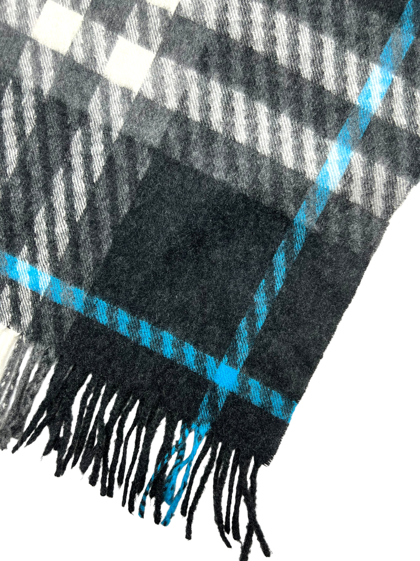 Burberry Cashmere Plaid Fringe Scarf