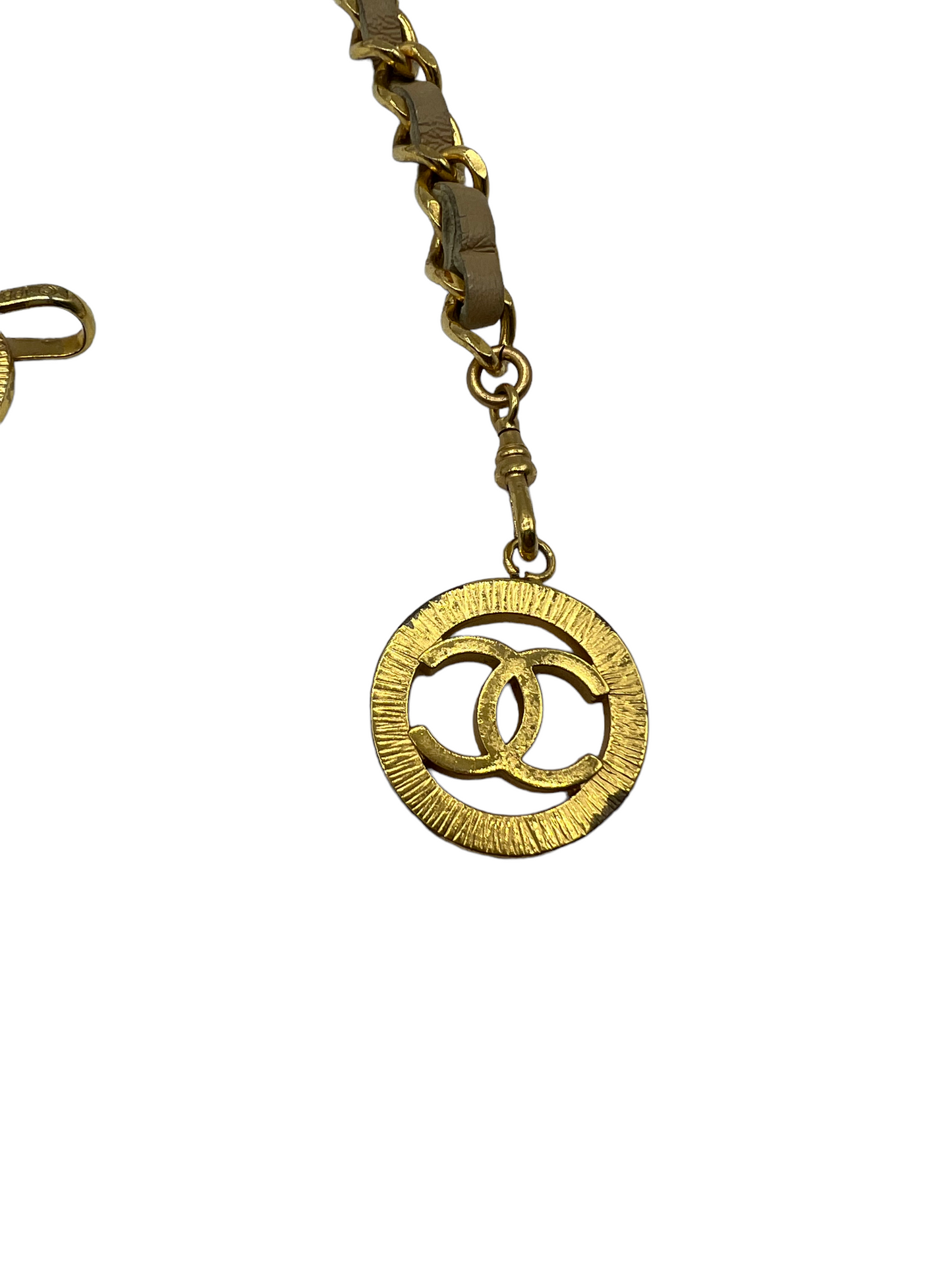 Chanel Vintage 1984 Beige Leather Chain CC Size S Belt